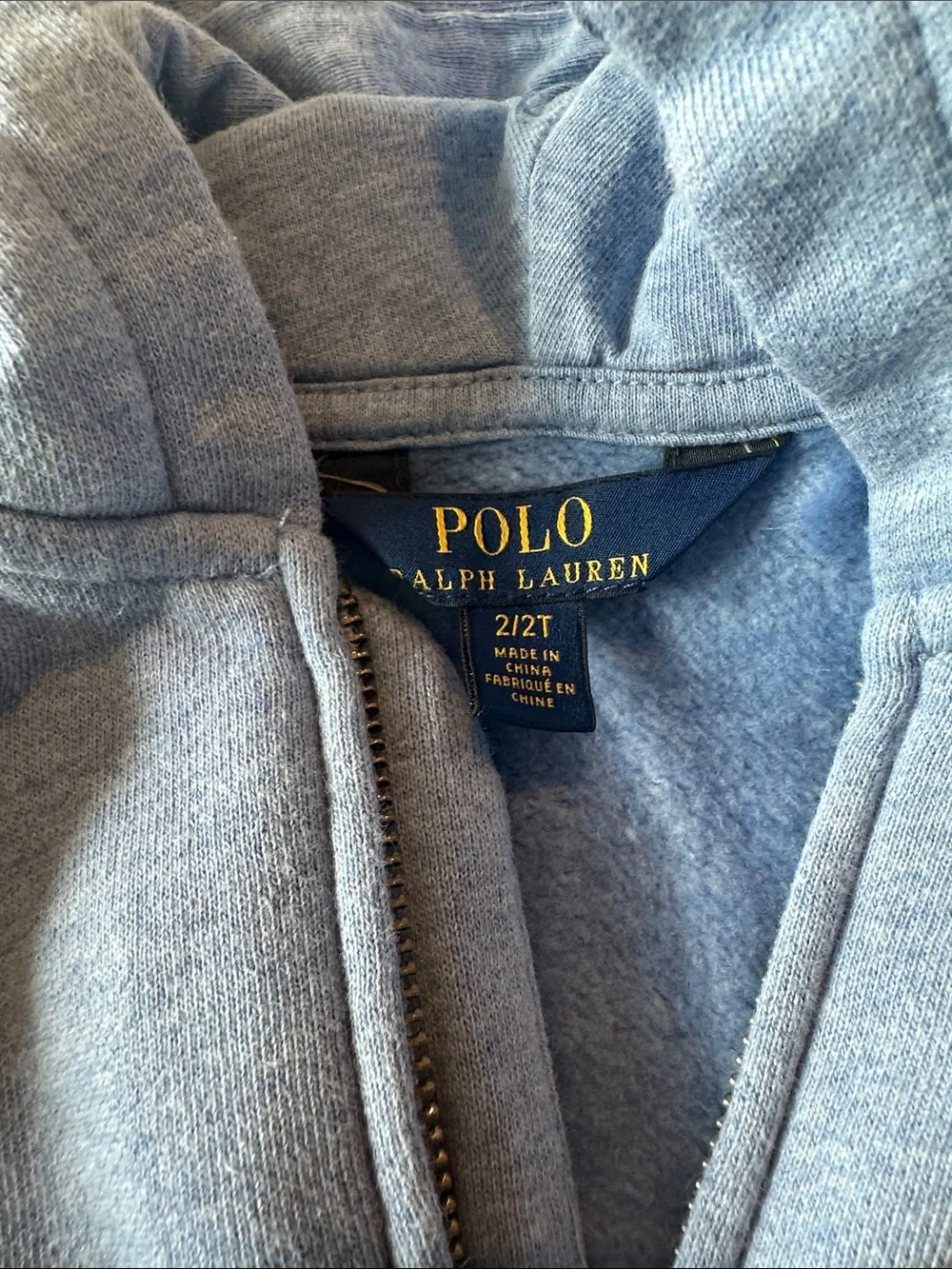 Ralph Lauren Light Blue Hooded Zip-Up Sweatshirt for Kids